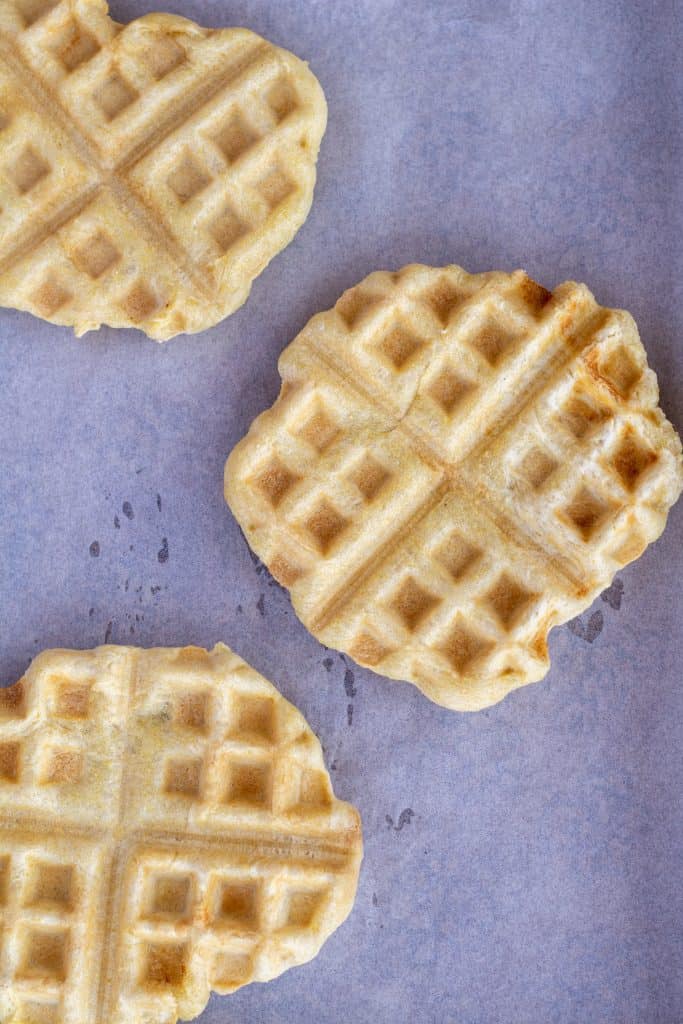 waffle iron pizza crust on a white background