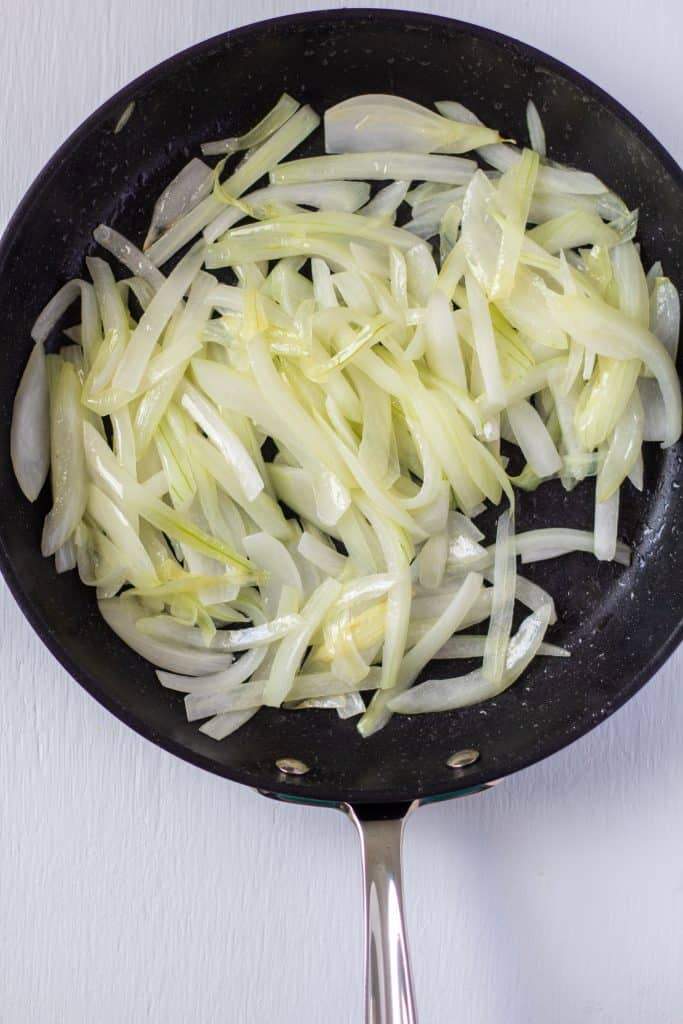 sweating onions in a pan