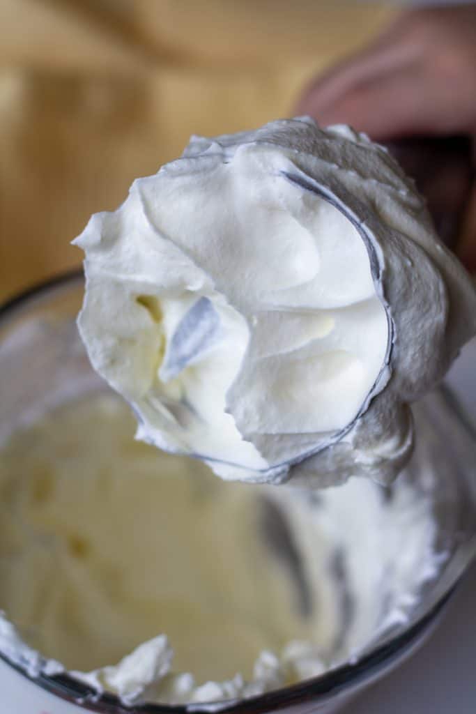 whipped cream on the end of an immersion blender