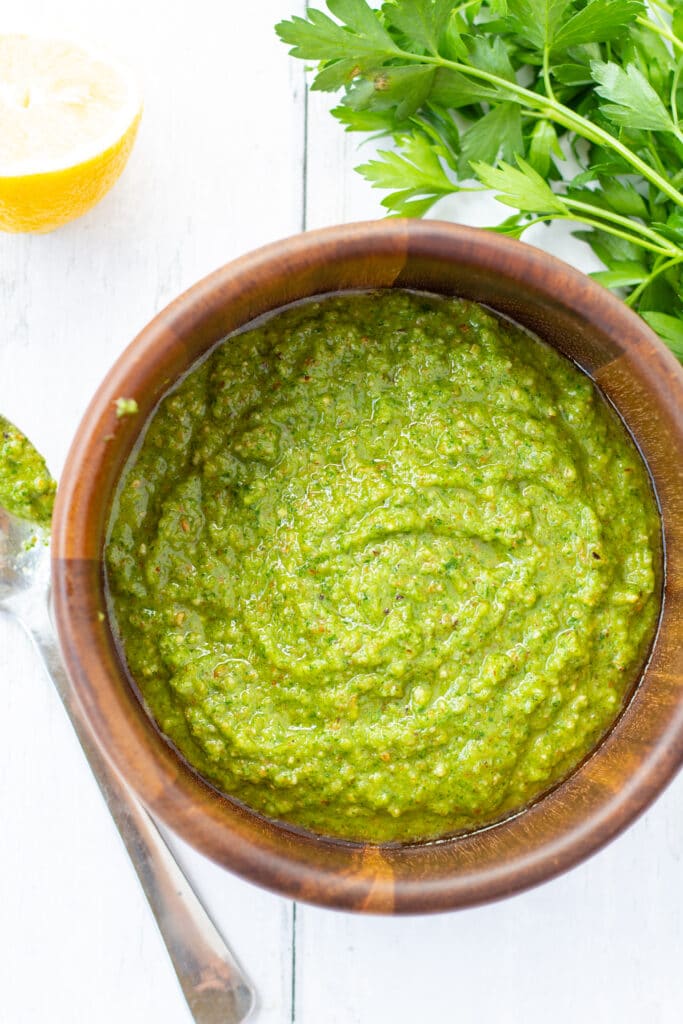 Green sauce without spoon