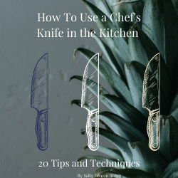 Image with a pineapple in the background with the text "How to use a chef's knife in the kitchen"