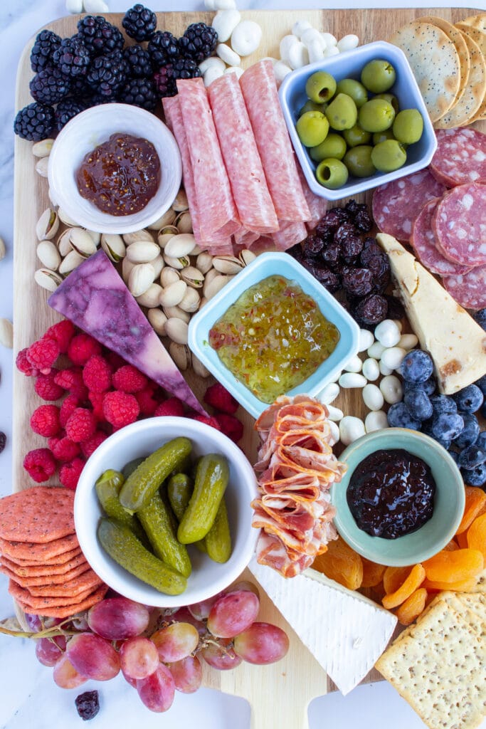 a colorful charcuterie board