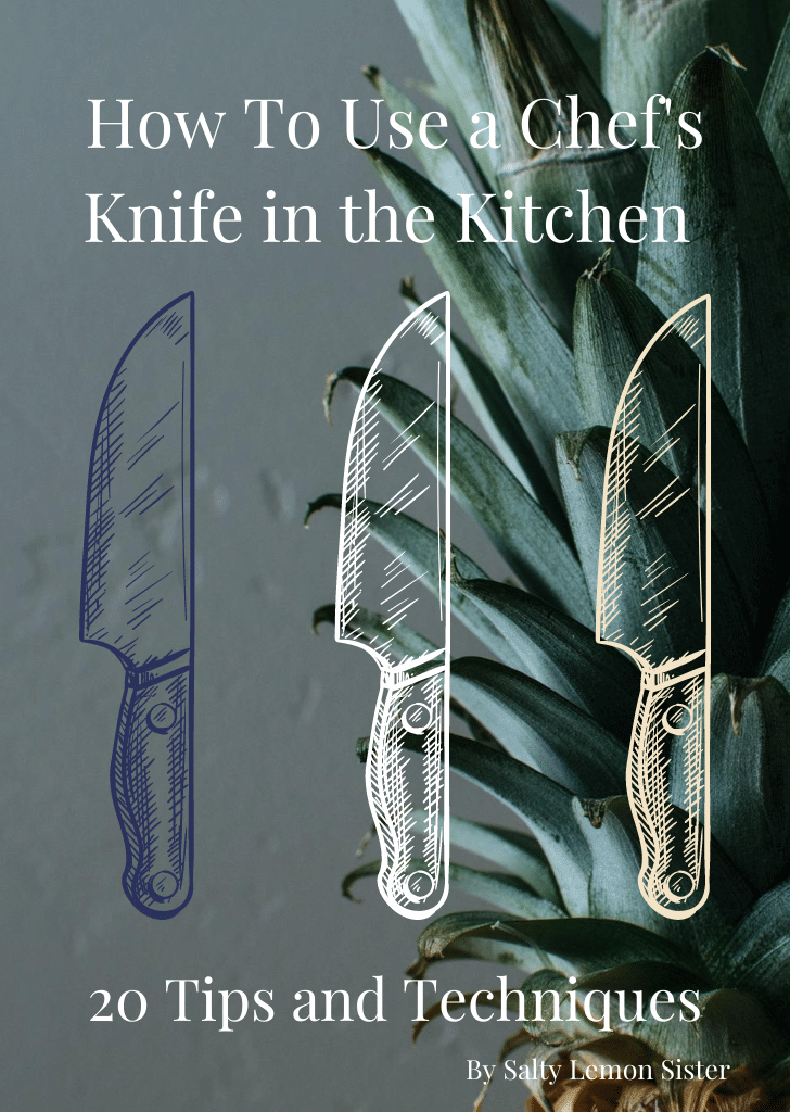 image with text, "How To Use a Chef's Knife in the Kitchen." 