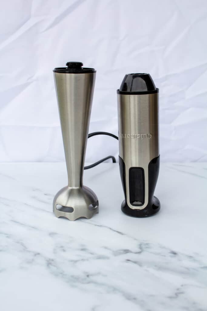 a blender in two pieces on a white background