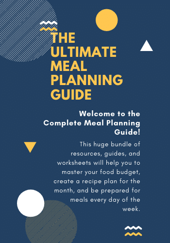 A text based image with a dark blue background and yellow and white accents. "The Ultimate Meal Planning Guide"