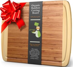 An extra large bamboo cutting board