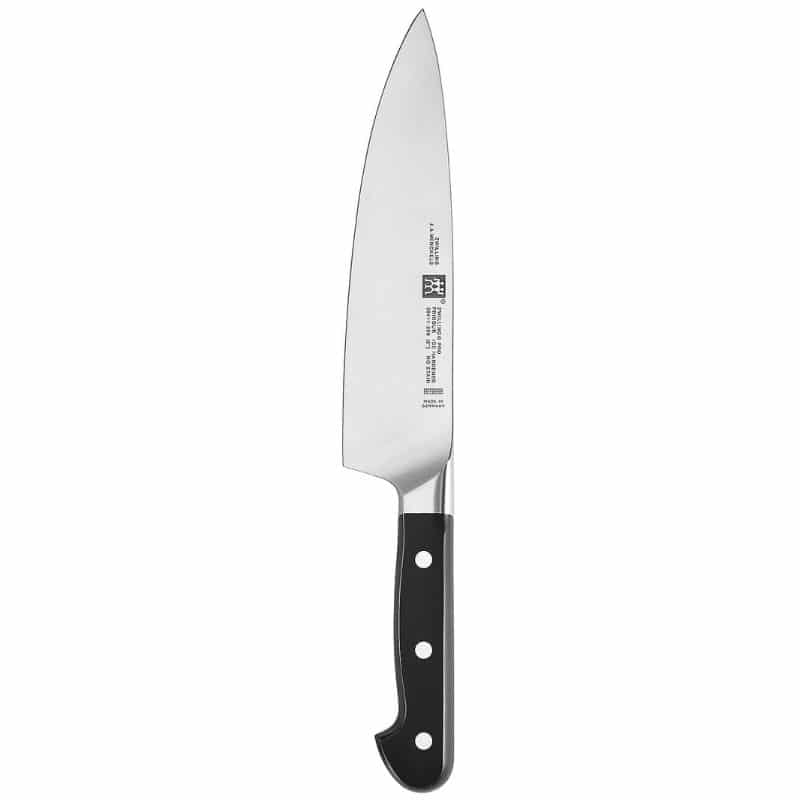 black and stainless steel chef's knive