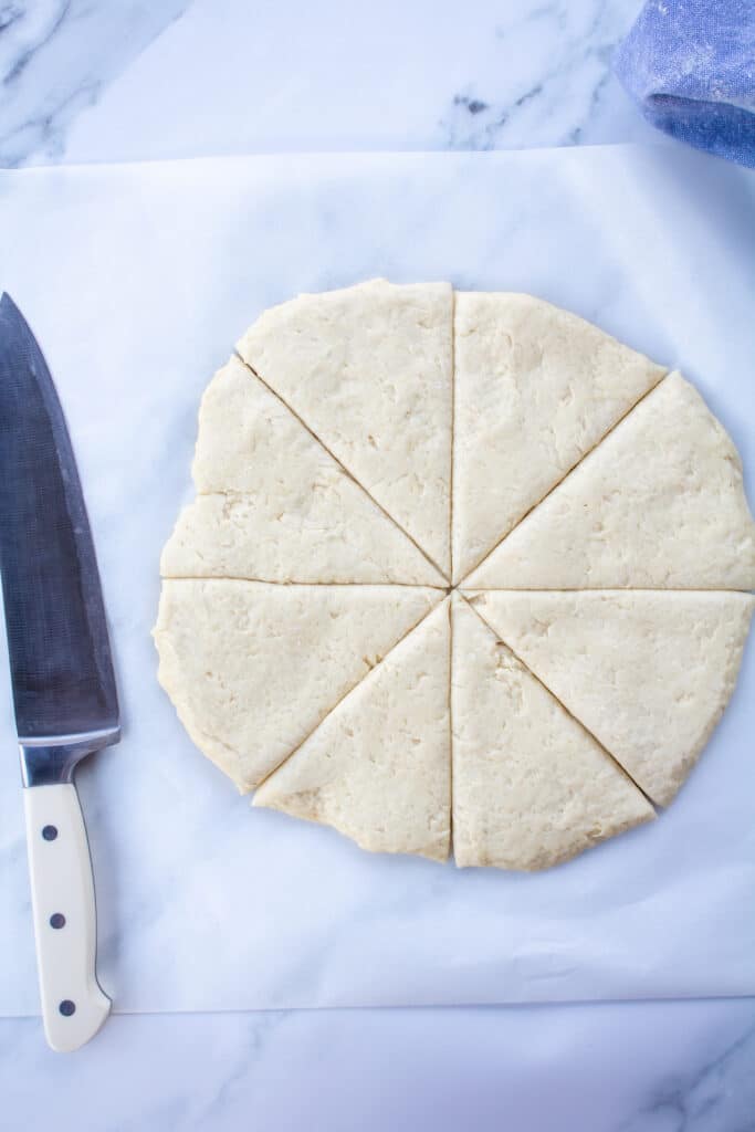 dough cut in wedges 