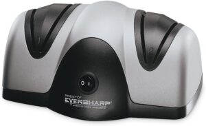 A black and gray electric knife sharpener