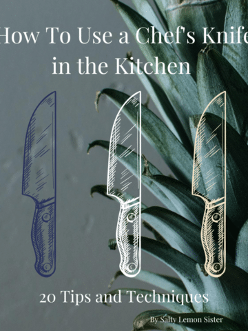 image with text, "How To Use a Chef's Knife in the Kitchen."