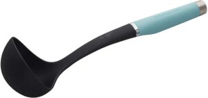 A black and teal ladle 