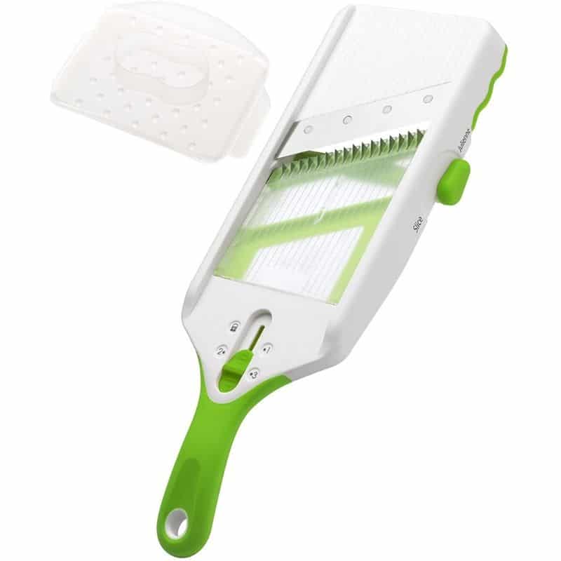 green and white mandoline slicer