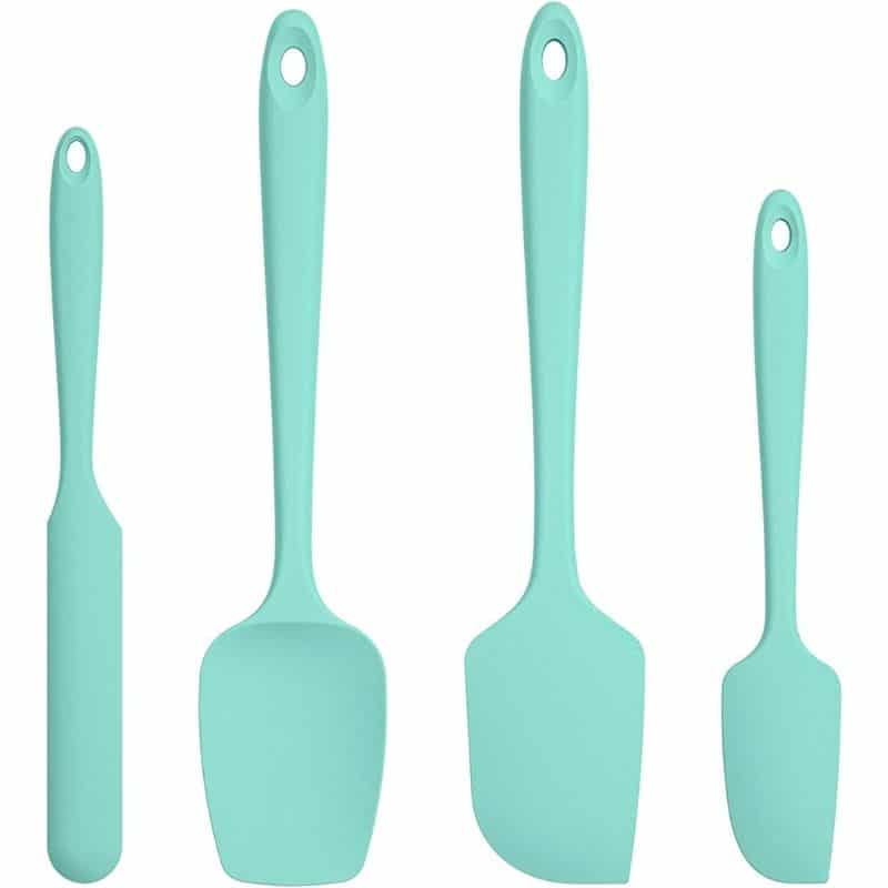 set of 4 mint green silicone spatulas