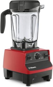 A large red and black blender