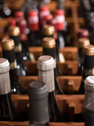 wine bottles in racks